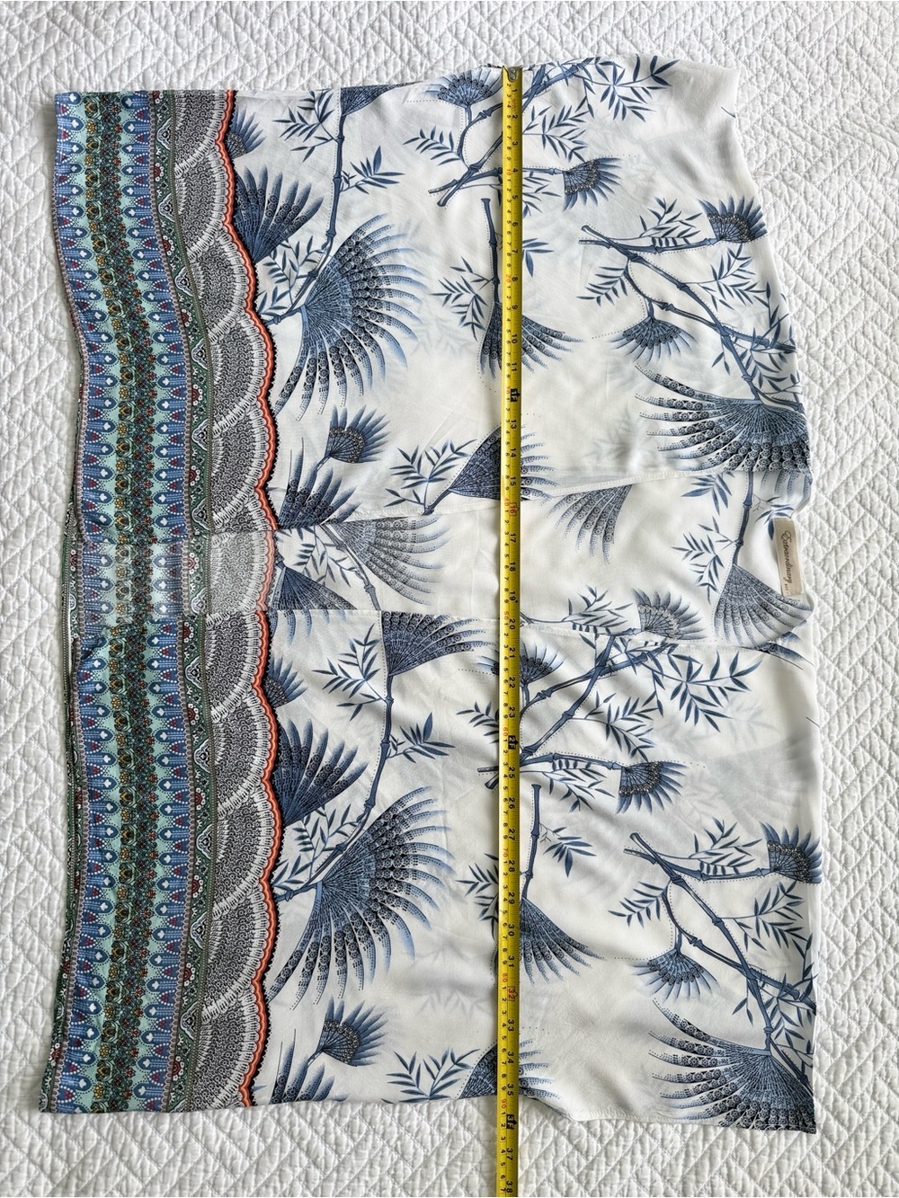 Thailand Blue & White Floral Swim Coverup Kimono size S - Picture 5 of 7